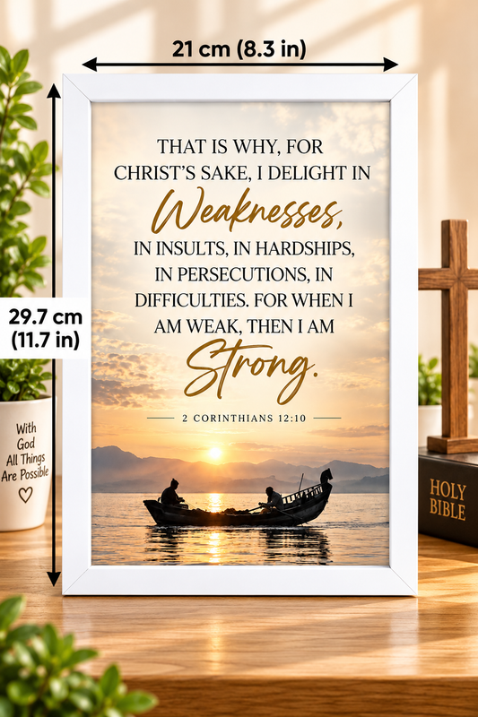 2 Corinthians 12:10   White Bible Verse Frame