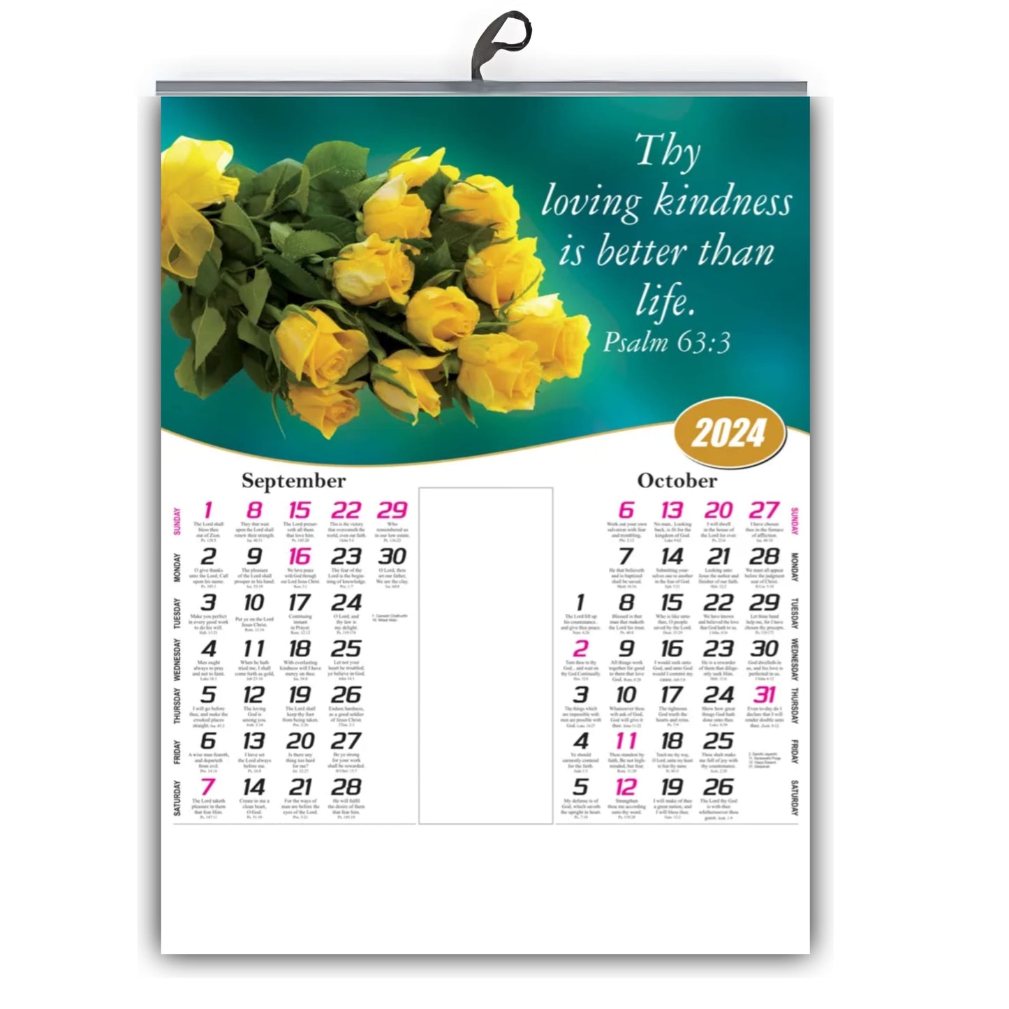 2024 English Bible Verse Wall Calendar with Colorful Images and Scripture