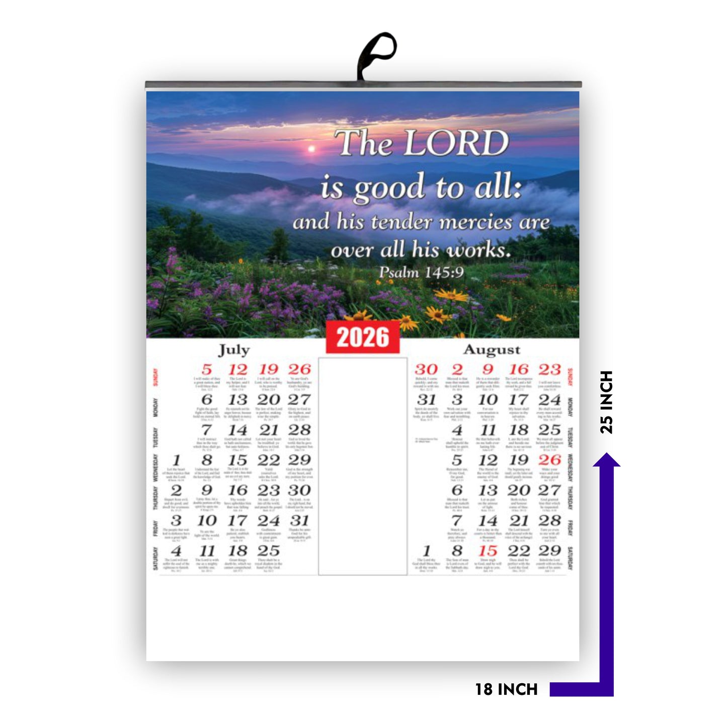 2026 Premium English Wall Calendar | Beautiful Flowers & Birds Nature Design | Inspirational Promise Words | Large 18x25" Glossy Art Paper (170 GSM)