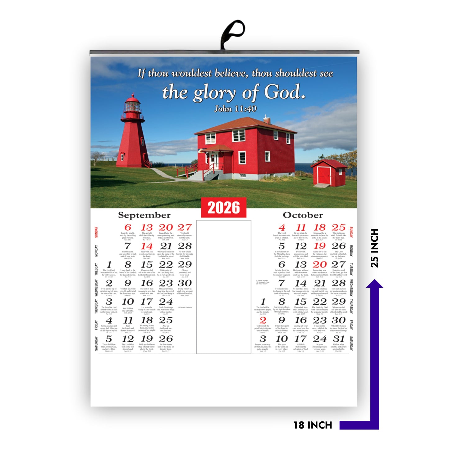 2026 Premium English Wall Calendar | Beautiful Flowers & Birds Nature Design | Inspirational Promise Words | Large 18x25" Glossy Art Paper (170 GSM)