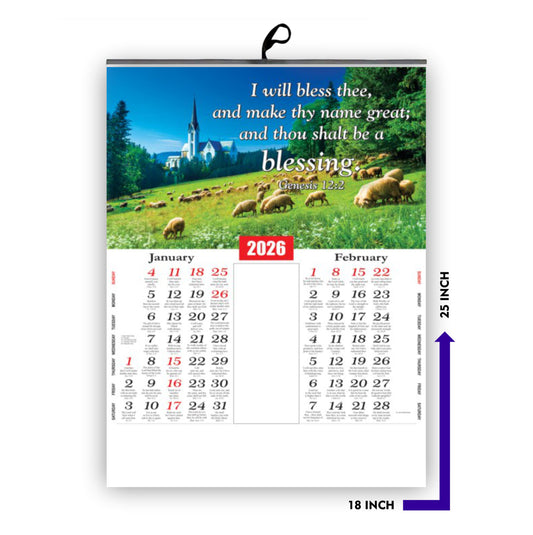 2026 Premium English Wall Calendar | Beautiful Flowers & Birds Nature Design | Inspirational Promise Words | Large 18x25" Glossy Art Paper (170 GSM)