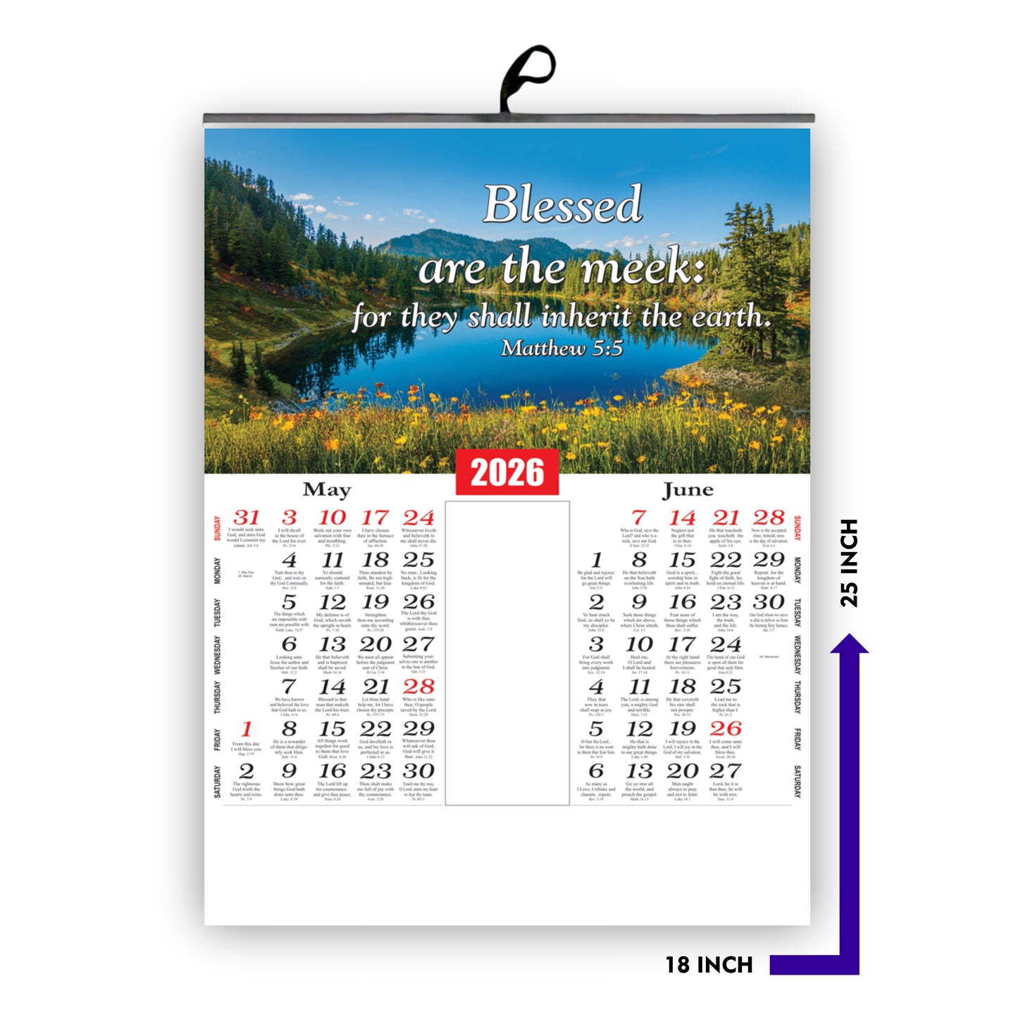 2026 Premium English Wall Calendar | Beautiful Flowers & Birds Nature Design | Inspirational Promise Words | Large 18x25" Glossy Art Paper (170 GSM)