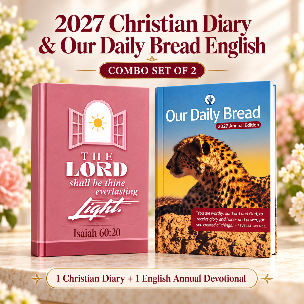 2027 Christian Diary Planner – Pink Everlasting Light & Our Daily Bread English Annual Devotional | Set of 2
