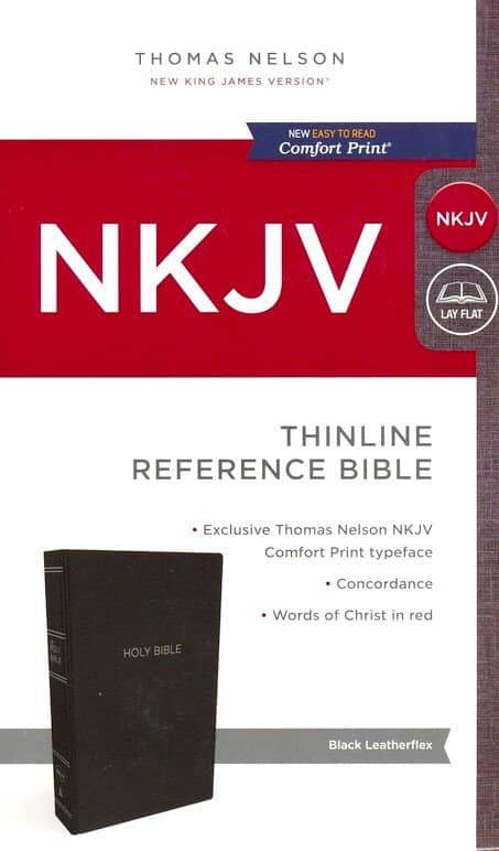 "NKJV Thinline Reference Bible, Comfort Print – Black Leatherflex, Lightweight and Portable"