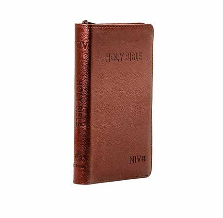 NIV medium dark brown zip bible for personal devotion and study