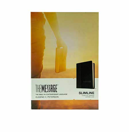 The Message Slimline Edition Bible in Charcoal and Black leather cover