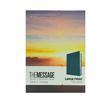 The Message Large Print Bible in Contemporary English, large print edition, hardcover deluxe charcoal linen cross