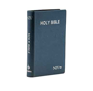 NIV Medium Indexed Bible with pearl vinyl and blue Indexed cover