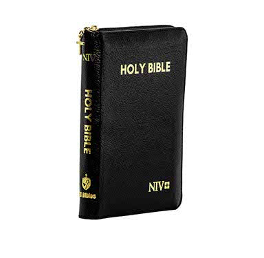 NIV Holy Bible Compact Zip Cross Black