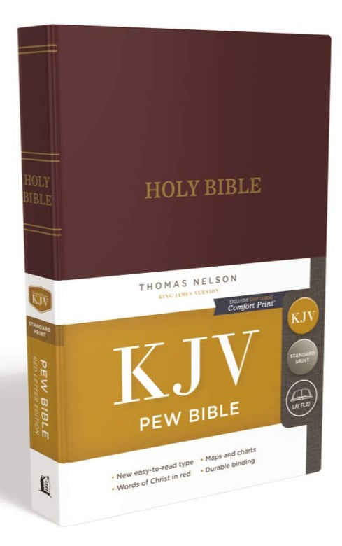 Burgundy Hardcover KJV Pew Bible with Red Letter Comfort Print
