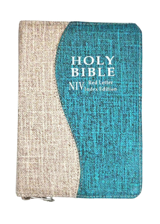 NIV Compact Bible – Red Letter Edition: Gray/Blue Color Zip Type with Thumb Index