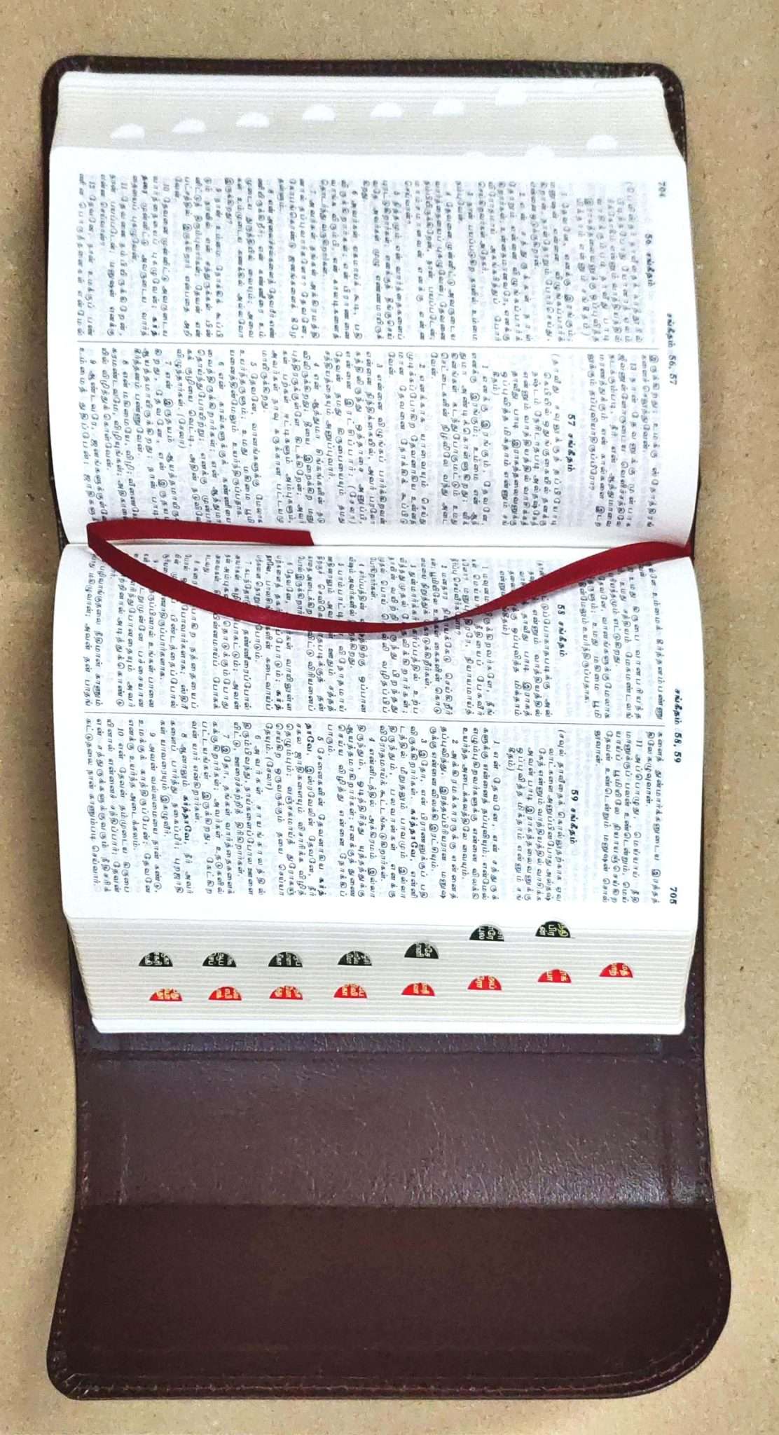 Tamil Bible Semi-Compact Edition, Burgundy Leather Cover with Magnetic Flap and Thumb Index (ISBN: 9788119095919)