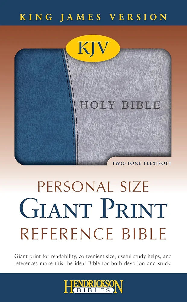KJV Personal Size Giant Print Reference Bible Imitation Leather Teal Gray