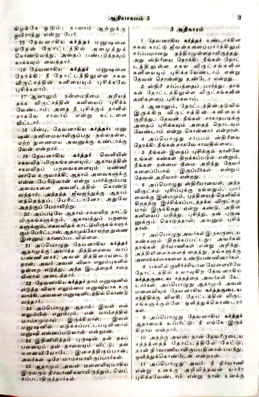 Tamil Bible Semi-Compact Edition with Zip Closure - Elegant Light Cream Cover - Ideal Wedding Gift