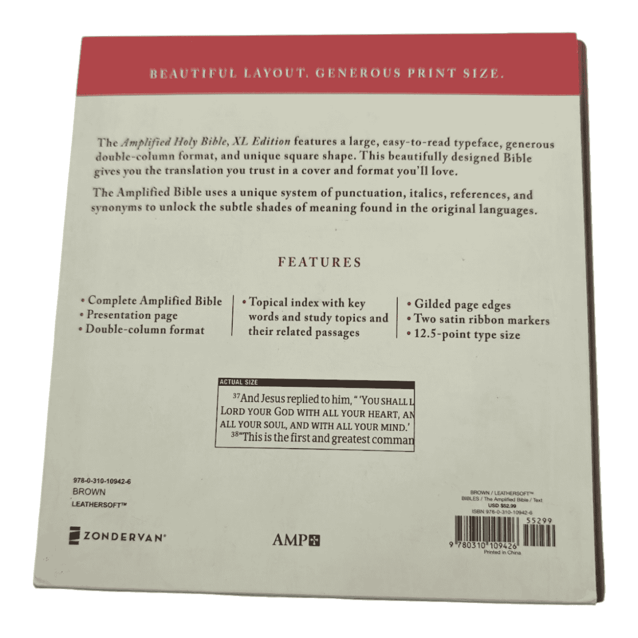 Amplified Holy Bible XL Edition – Extra-Large Print for Easy Reading (ISBN: 9780310109426)