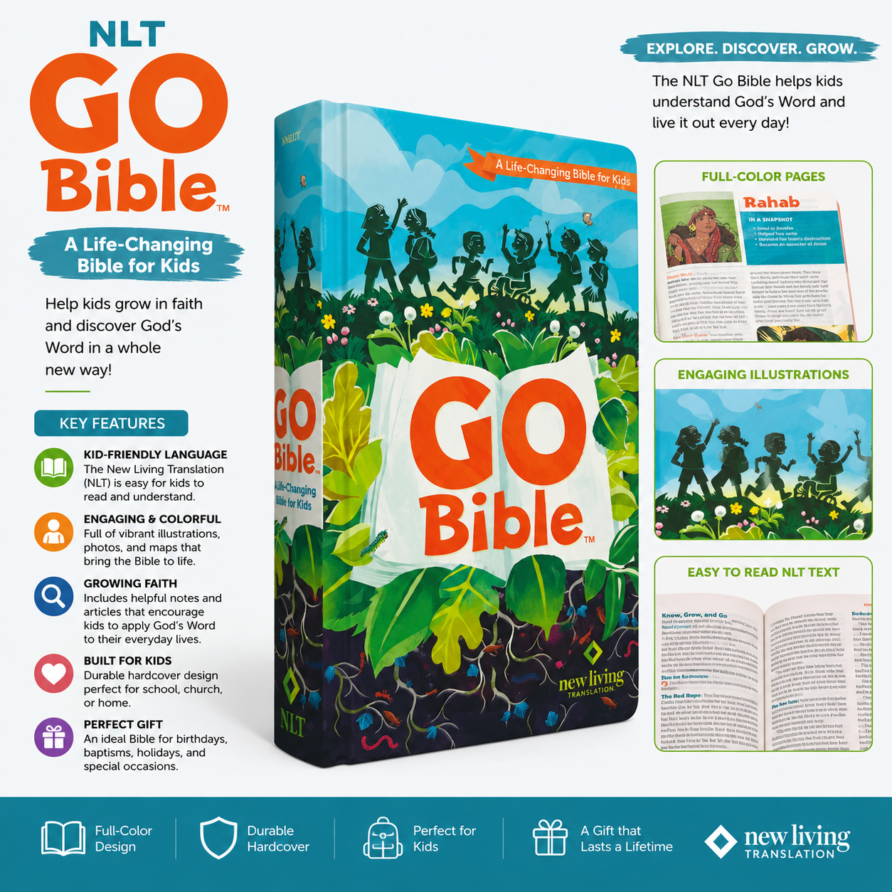 NLT Go Bible: A Life-Changing Bible for Kids - New Living Translation (Hardcover)