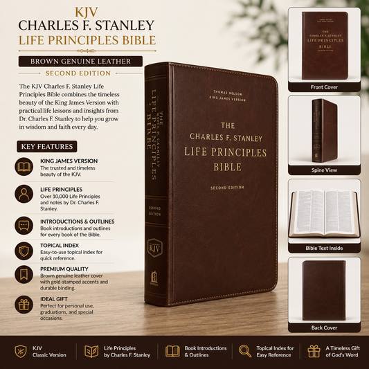 KJV Charles F. Stanley Life Principles Bible - Brown Genuine Leather (King James Version)