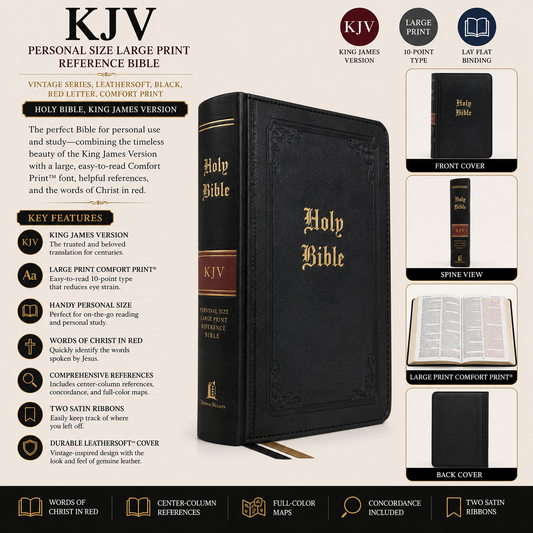 KJV Personal Size Large Print Reference Bible - Vintage Series, Leathersoft, Black, Red Letter, Comfort Print