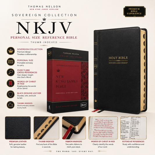 NKJV, Personal Size Reference Bible (Sovereign Collection, Thumb-Indexed, Brown)