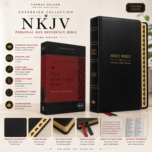 NKJV, Personal Size Reference Bible, Sovereign Collection, Leathersoft, Black, Red Letter, Comfort Print: Holy Bible, New King James Version