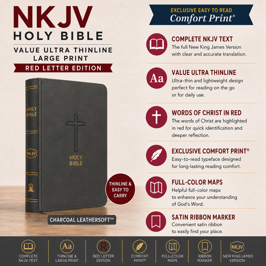 NKJV Holy Bible Value Ultra Thinline Brown Leathersoft Red Letter Comfort Print