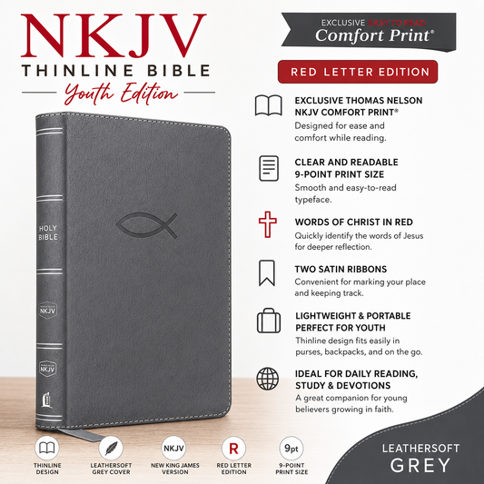 NKJV Thinline Bible Leathersoft Black Red Letter Edition Comfort Print