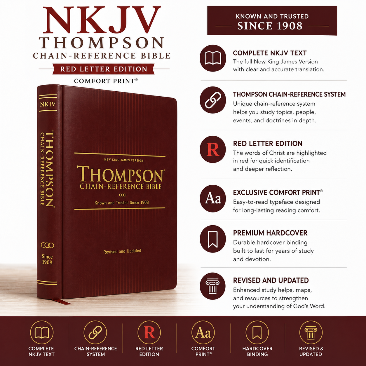 NKJV Thompson Chain-Reference Bible Hardcover Red Letter Comfort Print