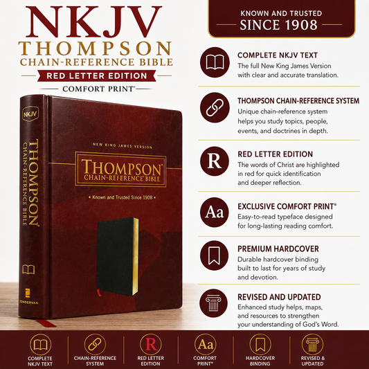 NKJV Thompson Chain-Reference Bible Premium Goatskin Leather Black Premier Collection Comfort Print