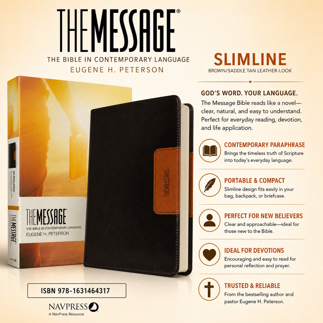 The Message Bible Compact Leathersoft Contemporary Paraphrase