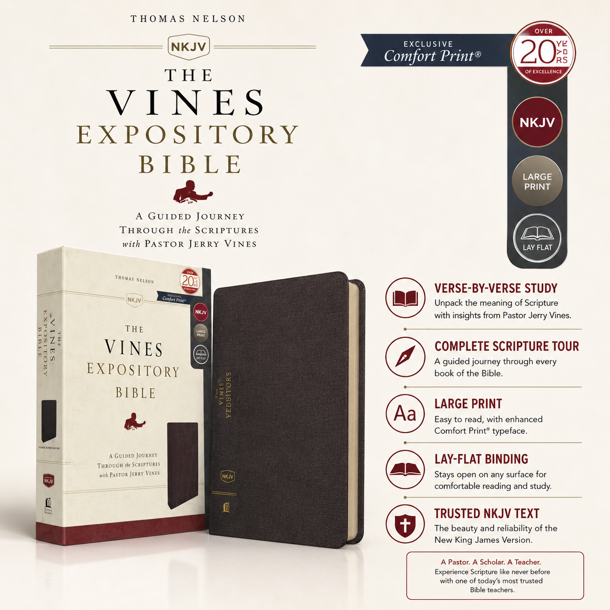 NKJV Vines Expository Bible Cloth Over Board Comfort Print
