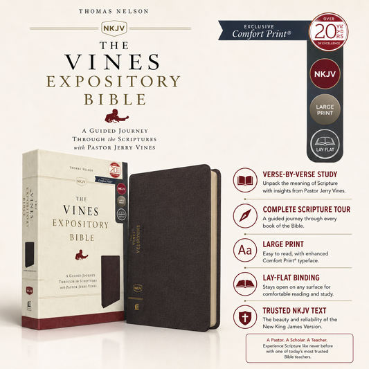 NKJV Vines Expository Bible Cloth Over Board Comfort Print