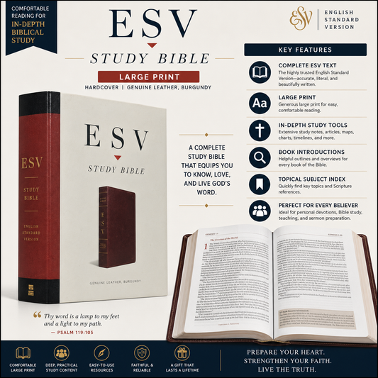 ESV Study Bible, Large Print, Hardcover | Comfortable Reading for In-Depth Biblical Study