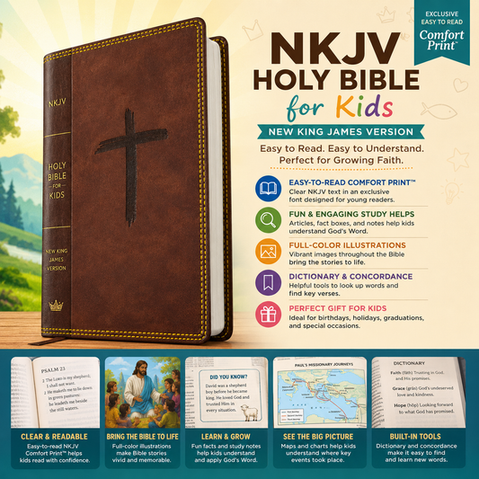 NKJV Holy Bible for Kids Leathersoft Brown Comfort Print