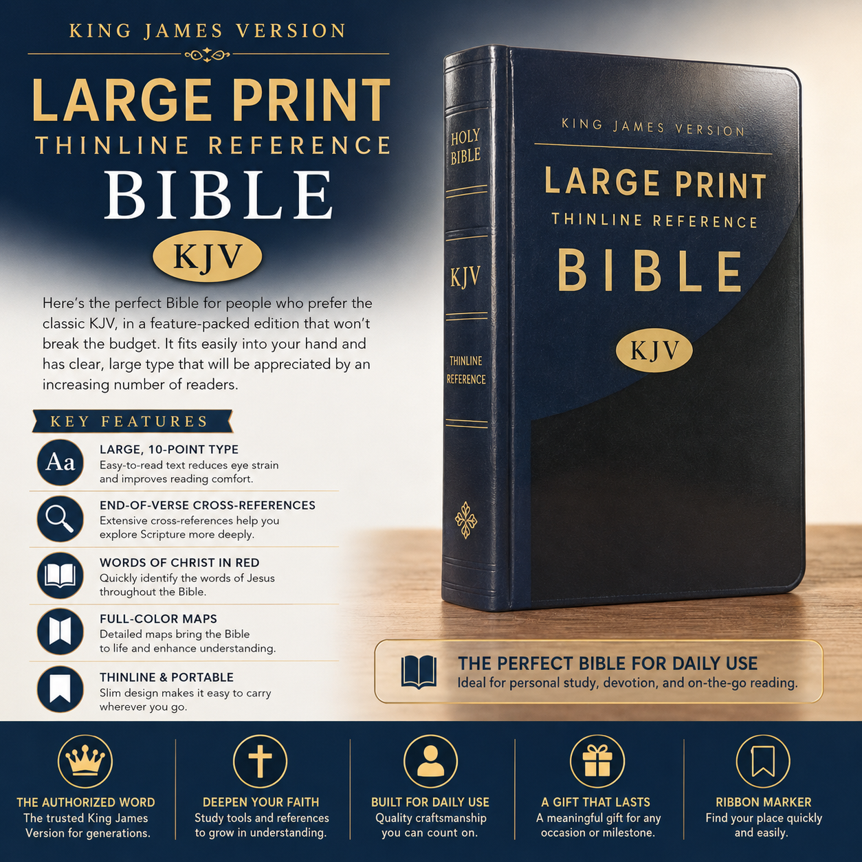 KJV Large Print Thinline Reference Bible King James Version