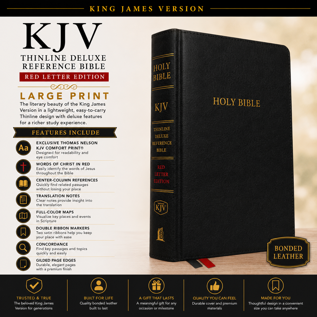 KJV Thinline Deluxe Reference Bible King James Version