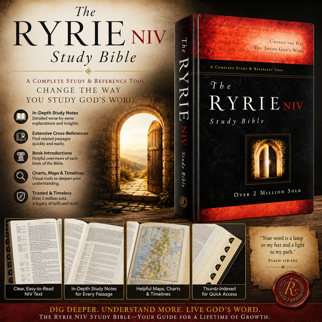 The Ryrie NIV Study Bible, Expanded Edition, 10,000+ Explanatory Notes, Red Letter (Charles C. Ryrie, Moody)