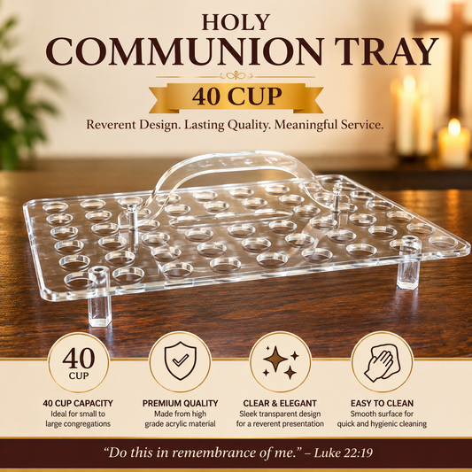 Holy Communion Tray, 40 Cup, Premium Stainless Steel Stackable Communion Serving Tray for Churches