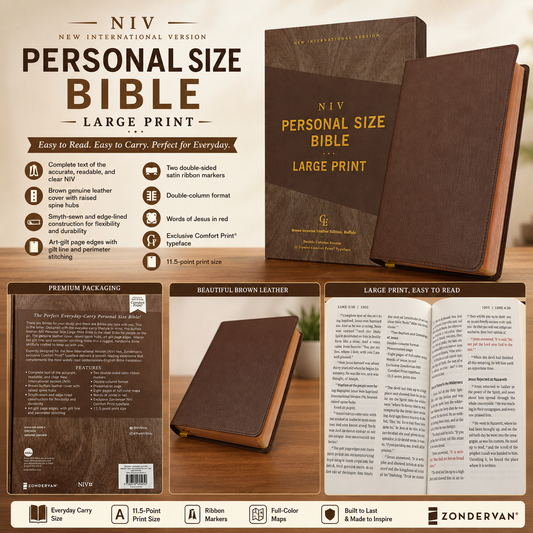 NIV Personal Size Bible, Large Print, Leathersoft, Red Letter, Comfort Print