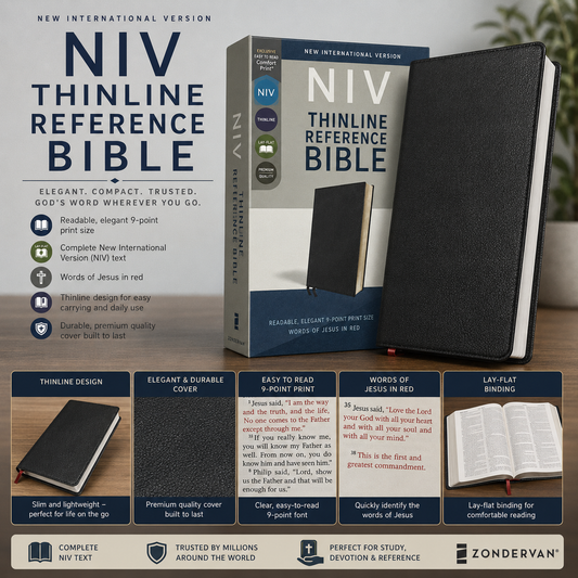 NIV Thinline Reference Bible, Leathersoft, Red Letter, Comfort Print