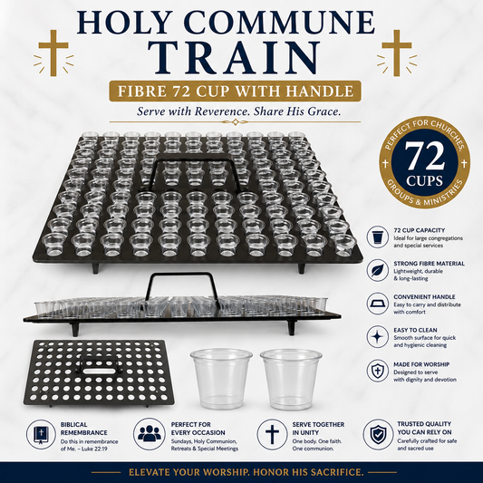 Holy Communion Tray with Handle, Fibre 72-Cup Capacity, Lightweight Stackable Communion Cup Holder for Church Services & Lord's Supper