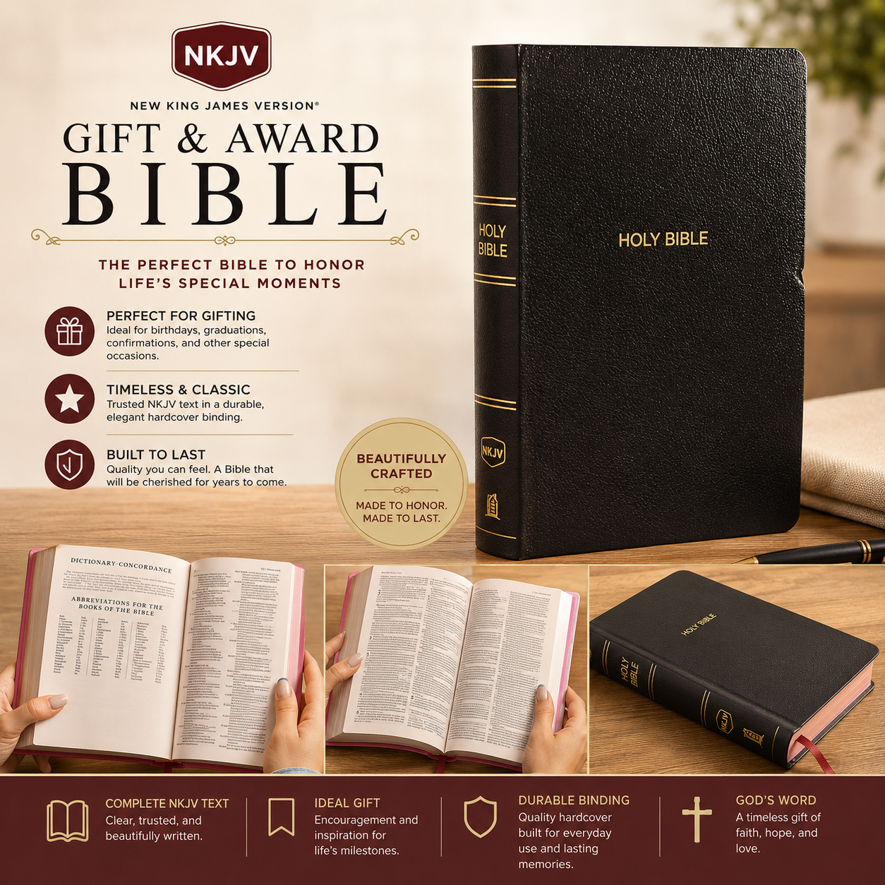 NKJV Gift and Award Bible, Red Letter, Comfort Print, Presentation Page, Dictionary-Concordance & Full-Color Maps (New King James Version)