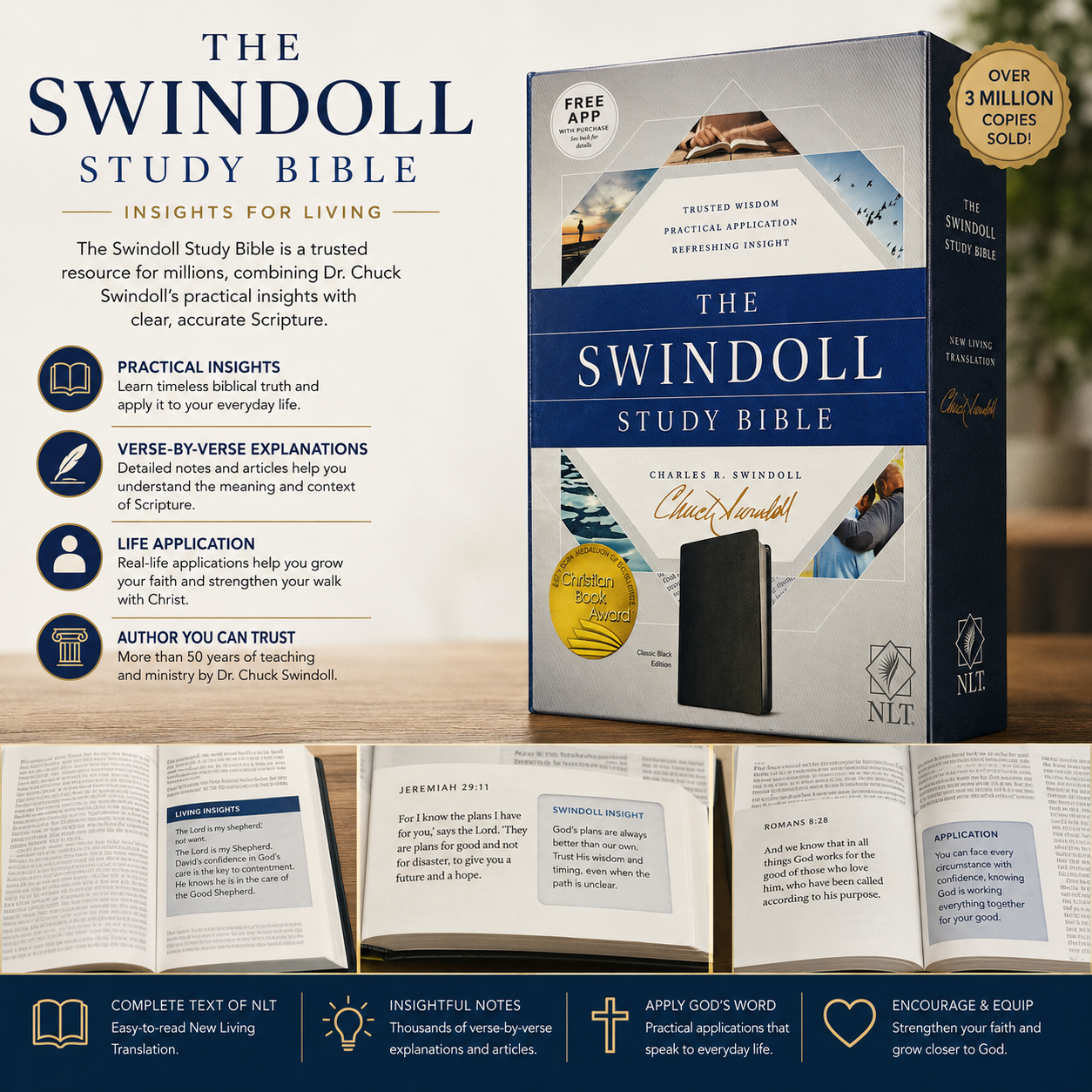 The Swindoll Study Bible NLT, Charles Swindoll Study Notes, Application Articles & Holy Land Tour, Bible of the Year (New Living Translation)