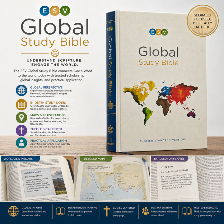 ESV Global Study Bible, 12,000 Study Notes, Global Articles, Maps & Cross-References for Christians Everywhere (English Standard Version, Hardcover)