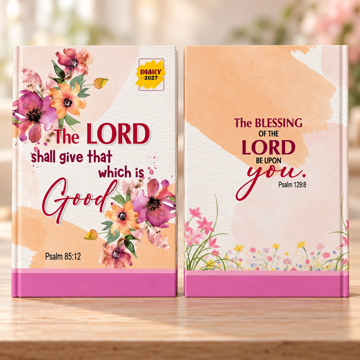 2027 Christian Daily Diary Planner & Devotional Journal – Pink Floral Hardcover, 365-Day Bible Verses