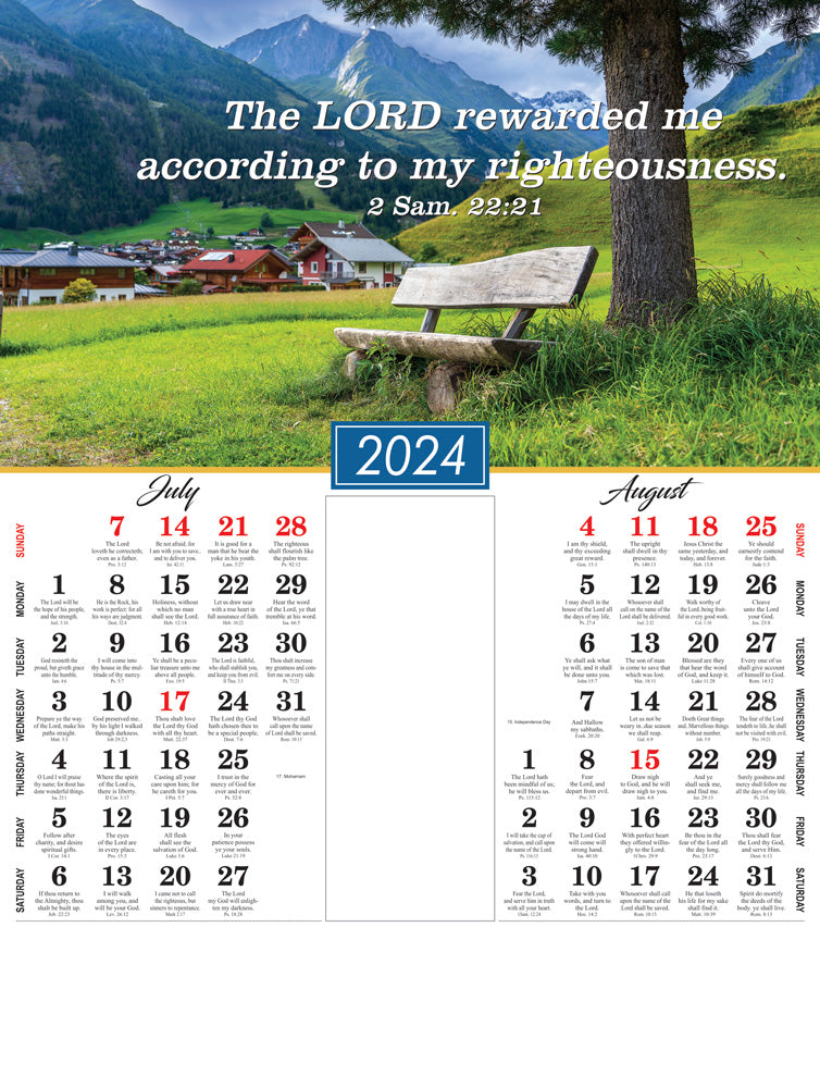 Design No: 10 - English Bible Words Wall Calendar: Daily Inspiration with Colorful Scenes and God's Promises
