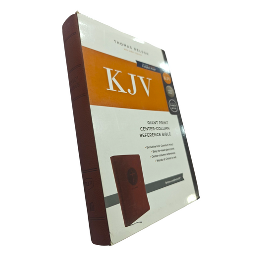 KJV Giant Print Center-Column Reference Bible, Brown LeatherLook, Red Letter Edition, Thumb Indexed – Comfort Print, ISBN 9780785215400