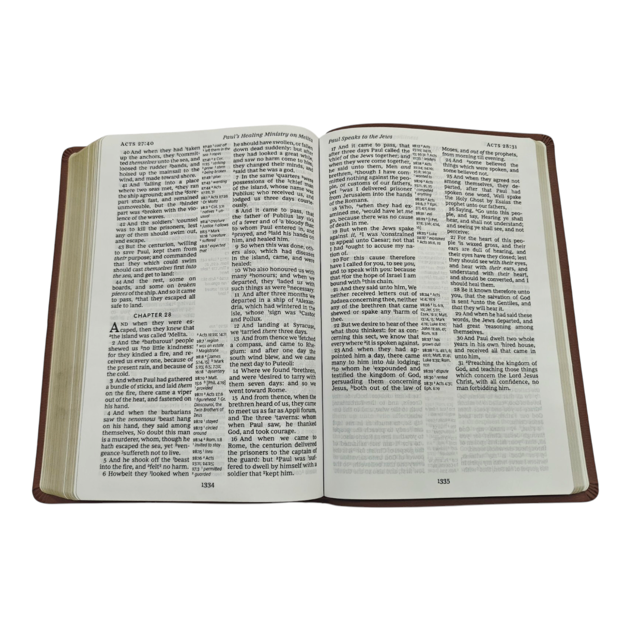 KJV Giant Print Center-Column Reference Bible, Brown LeatherLook, Red Letter Edition, Thumb Indexed – Comfort Print, ISBN 9780785215400