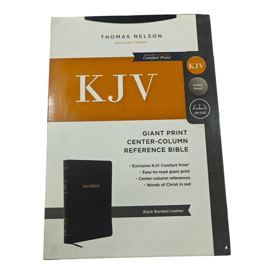 KJV Giant Print Center-Column Reference Bible, Black LeatherLook, Red Letter Edition, Thumb Indexed – Comfort Print, ISBN 9780785215356
