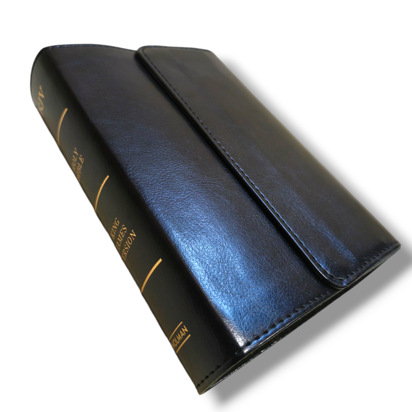 KJV Reference Bible | Large Print Bible | Black Leather Flap Type Cover Edition | Golden Edge Bible | Red Letter | New Edition