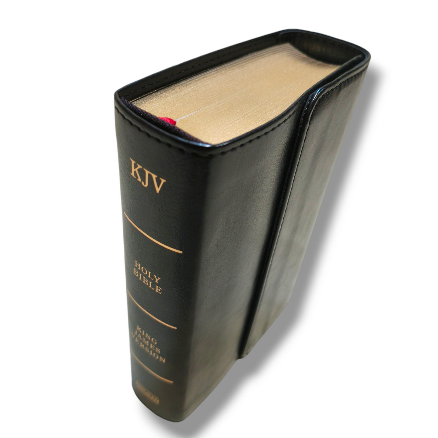 KJV Reference Bible | Large Print Bible | Black Leather Flap Type Cover Edition | Golden Edge Bible | Red Letter | New Edition